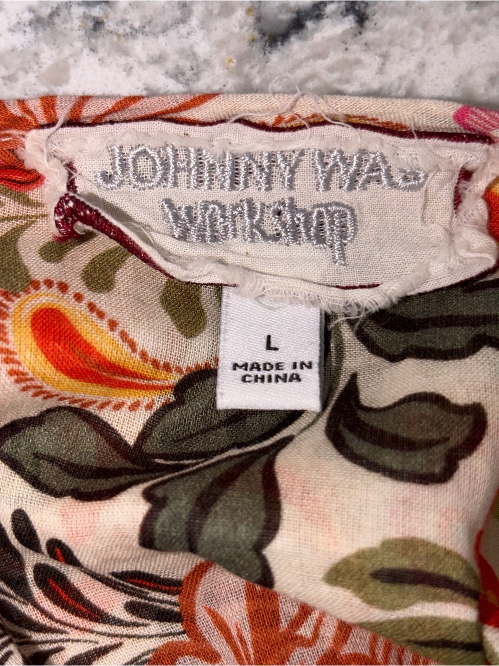Johnny Was Floral Long-Sleeve Peasant Blouse - Coral, Green, Cream - Picture 3 of 3